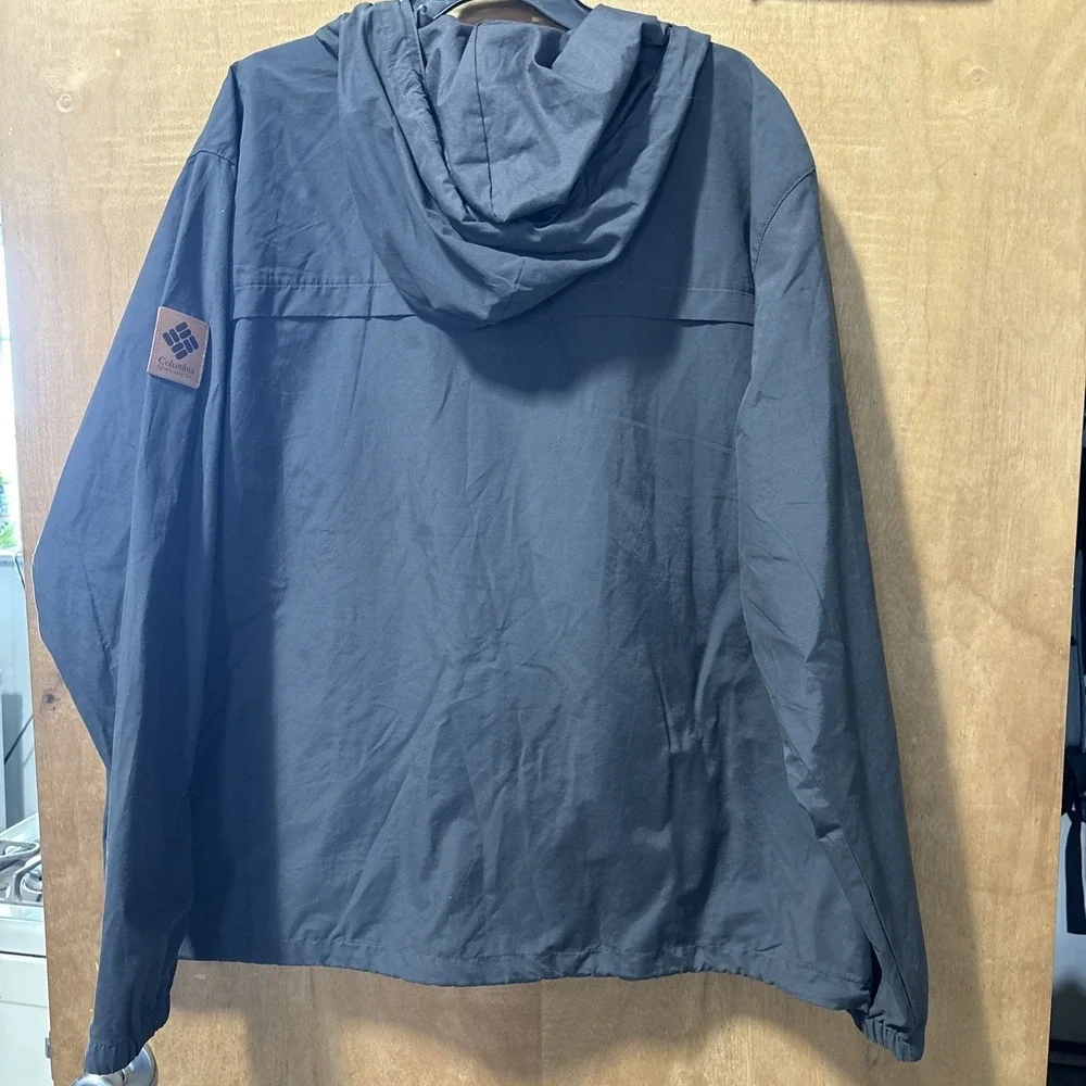 Columbia Men's Full Zip‎ Hooded Windbreaker Jacket Gray Cotton Blend Sz 2X